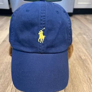 Ralph Lauren Polo Hat Cap Blue w/ Yellow Logo Pony Casual Adjustable